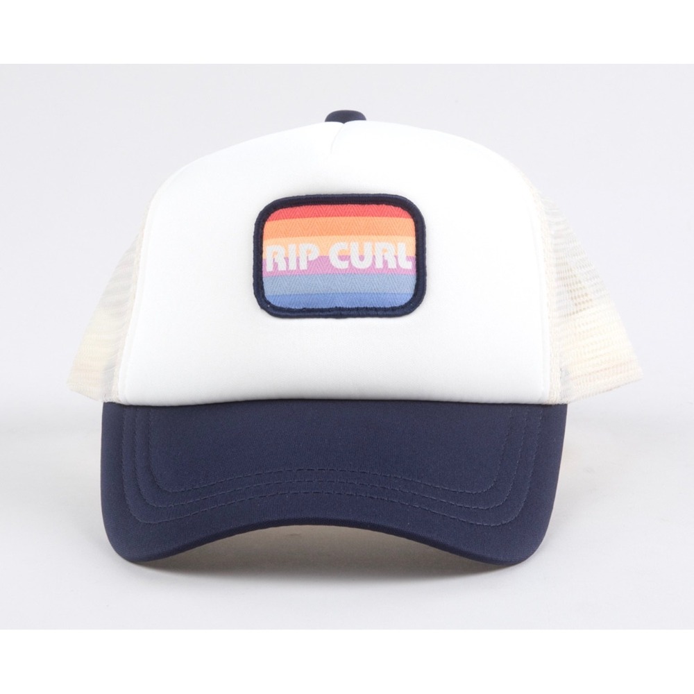 Rip Curl Mixed Revival Trucker Hat Navy White Rainbow Patch Kids Snapback Cap